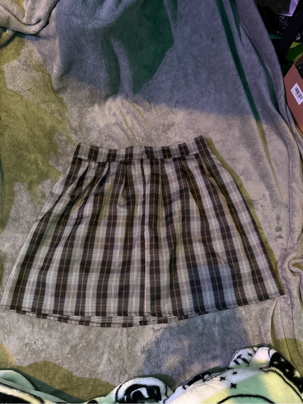 Plaid Skater Skirt - Black and White
